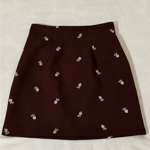 Elegant Brown Floral Women's Skirt